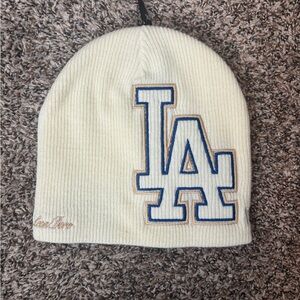 Aimé Leon Dore for LA Dodgers MLB cream beanie. NEW.